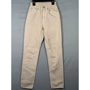 American Eagle Outfitters Womens Khaki Tan Straight Leg Denim Jeans Size 000